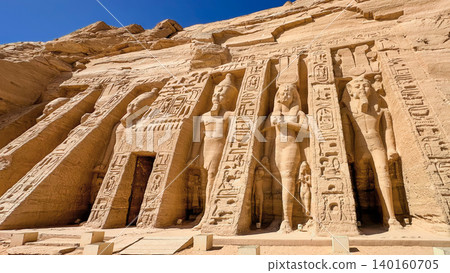 The Temple of Nefertari and the goddess Hathor near the Temple of Ramesses II at Abu Simbel, in southern Egypt, Nubia The Temple of Nefertari and the goddess Hathor near the Temple of Ramesses II at Abu Simbel, in southern Egypt, Nubia 140160705