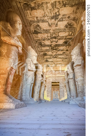 Interior decoration and statues in the Abu Simbel temple, a landmark in Nubia built by King Ramesses II, Egypt. Interior decoration and statues in the Abu Simbel temple, a landmark in Nubia built by King Ramesses II, Egypt. 140160765