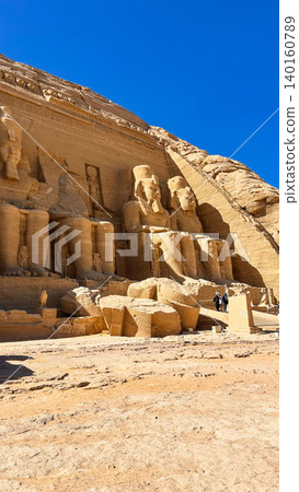 Abu Simbel, a cliff on the west bank of the Nile, in which two ancient Egyptian temples of Ramesses II are carved, Egypt. Abu Simbel, a cliff on the west bank of the Nile, in which two ancient Egyptian temples of Ramesses II are carved, Egypt. 140160789