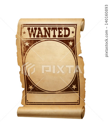 Wanted poster parchment scroll isolated on white 140160893