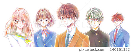 Five male and female students 140161332