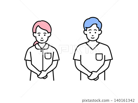Male and female nurses bowing 140161342