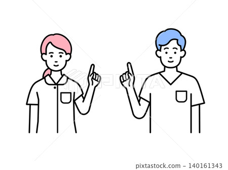 The male and female nurses giving the explanation The male and female nurses giving the explanation 140161343