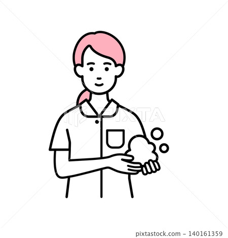 A female nurse washing her hands A female nurse washing her hands 140161359