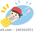 一幅兒童在泳池游泳的插圖 140162051
