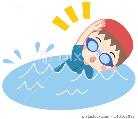 Illustration of a child swimming in a pool Illustration of a child swimming in a pool 140162052