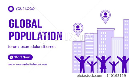 World Population Day Healthcare Social Media Video Thumbnail Flat Cartoon Illustration 140162139