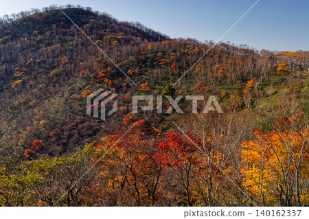 Autumn foliage of Mt. Komagatake as seen from the hiking trails of Mt. Akagi and Mt. Kurohime. Autumn foliage of Mt. Komagatake as seen from the hiking trails of Mt. Akagi and Mt. Kurohime. 140162337