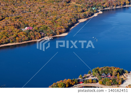 Autumn foliage overlooking Lake Onuma from Mount Akagi and Mount Komagatake 140162451