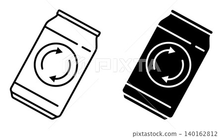 Linear icon. Aluminum can is made from recyclable material. Simple black and white vector isolated on white background Linear icon. Aluminum can is made from recyclable material. Simple black and white vector isolated on white background 140162812