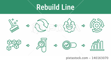 Remanufacturing Rebuild Line Workflow Icons 140163070