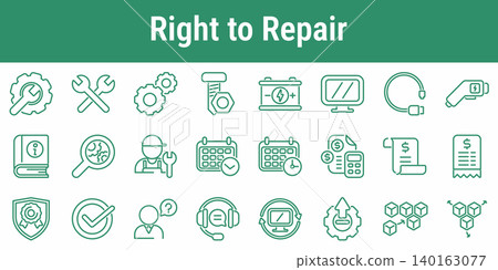 Right To Repair Line Icon Set Right To Repair Line Icon Set 140163077