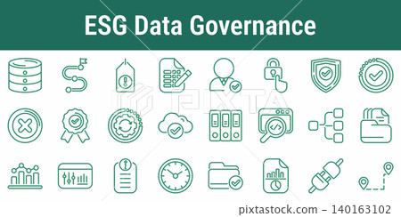 ESG Data Governance Line Icon Set ESG Data Governance Line Icon Set 140163102