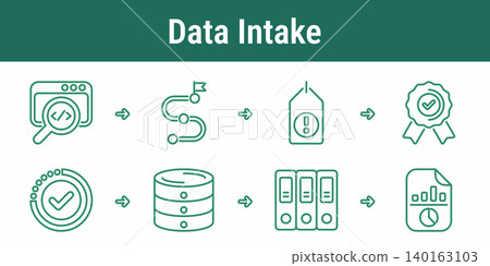 ESG Data Intake Workflow Icons ESG Data Intake Workflow Icons 140163103