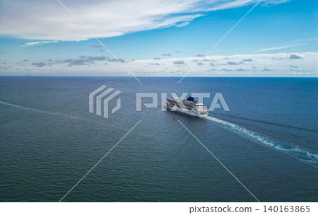 Miami, Florida, USA - June 07, 2024: Norwegian cruise ship vacation in summer. Travel by ship cruise line. Vacation and travel. Cruise ship vacation in sea. Boat trip in summer. Cruise ship voyage 140163865