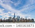 A view of the New York financial district fom Paulus Hook Pier in Jersey City, New Jersey.New York, United States. Manhattan New York NY NYC Skyline. Lower Manhattan and One World Trade Center in New 140163873