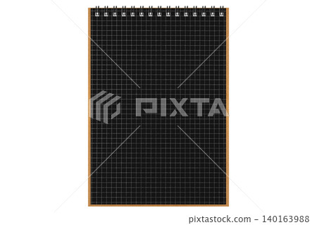 Black spiral notebook with white grid lines isolated on white Black spiral notebook with white grid lines isolated on white 140163988