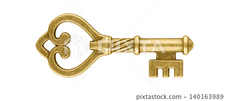 Vintage golden key isolated on white background Vintage golden key isolated on white background 140163989