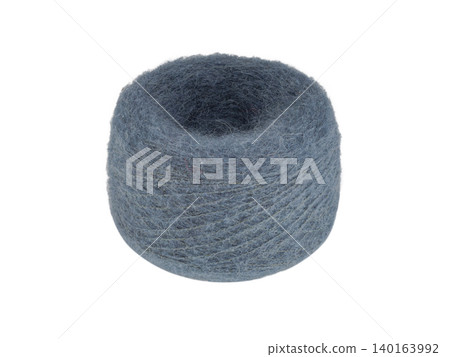Gray Fluffy Yarn Ball on White Background Gray Fluffy Yarn Ball on White Background 140163992