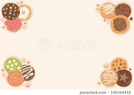 Corner pastry composition with glazed treats and open copy space Corner pastry composition with glazed treats and open copy space 140164458