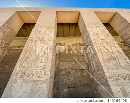 Beautiful interiors and ancient hieroglyphs in the Temple of Seti I in Abydos, Egypt. Beautiful interiors and ancient hieroglyphs in the Temple of Seti I in Abydos, Egypt. 140164498