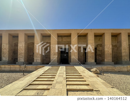 Beautiful interiors and ancient hieroglyphs in the Temple of Seti I in Abydos, Egypt. Beautiful interiors and ancient hieroglyphs in the Temple of Seti I in Abydos, Egypt. 140164512