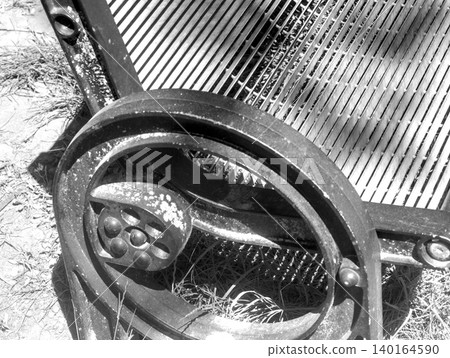 old vintage bench in garden 140164590