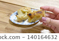 A hand eating kankoro mochi (left margin) 140164632