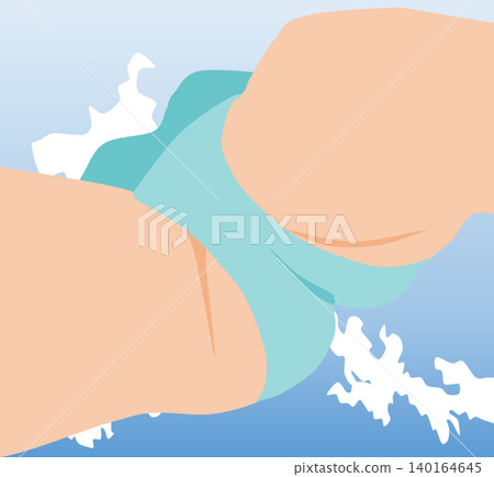 An illustration of a woman in a swimsuit playing in a sunny day. An illustration of a woman in a swimsuit playing in a sunny day. 140164645