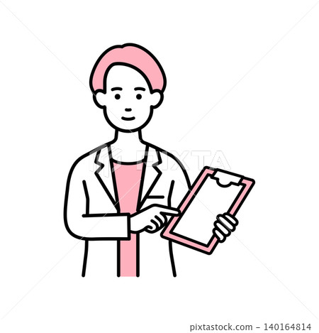 A female doctor checking the medical record. A female doctor checking the medical record. 140164814