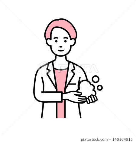 Female doctor washing her hands Female doctor washing her hands 140164815