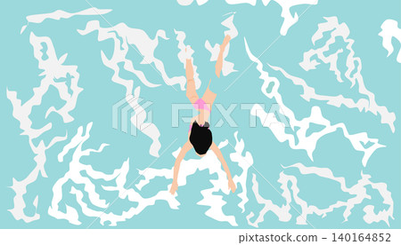 An illustration of a woman in a swimsuit playing in the sea. An illustration of a woman in a swimsuit playing in the sea. 140164852