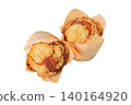 Sweet muffins on a white background. Delicious dessert. Baked homemade cupcake. 140164920