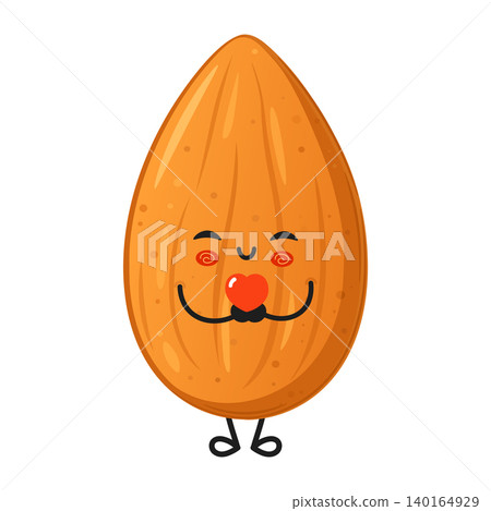 Cute almond character with heart 140164929