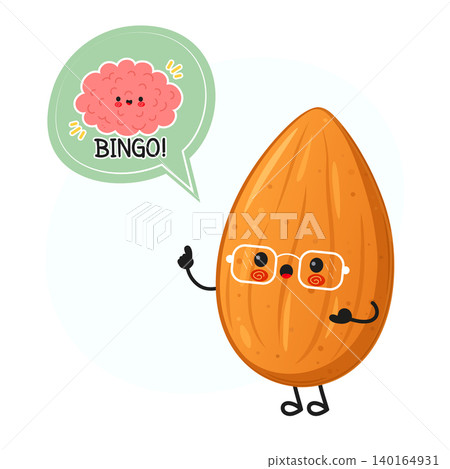 Cute almond character saying bingo Cute almond character saying bingo 140164931