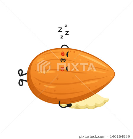 Cute sleeping almond character illustration Cute sleeping almond character illustration 140164939