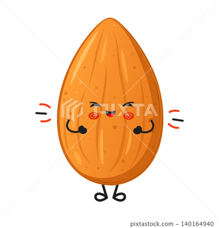 Cute laughing almond character illustration Cute laughing almond character illustration 140164940