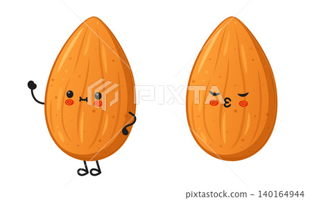 Two cute almond characters illustration Two cute almond characters illustration 140164944