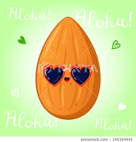 Cute almond aloha sticker design Cute almond aloha sticker design 140164945