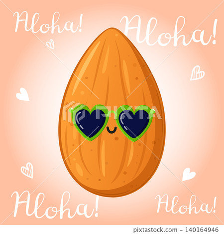 Cute almond aloha heart sticker Cute almond aloha heart sticker 140164946