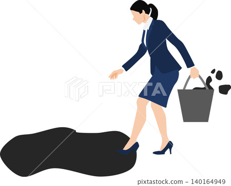 An illustration of a businesswoman cleaning. An illustration of a businesswoman cleaning. 140164949