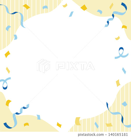 Summer campaign sale background: Pop-up swirling blue ribbon and yellow confetti decorative frame, square size. Summer campaign sale background: Pop-up swirling blue ribbon and yellow confetti decorative frame, square size. 140165181