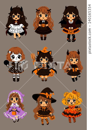 Adorable Anime Halloween Girls in Spooky Costumes Adorable Anime Halloween Girls in Spooky Costumes 140165354