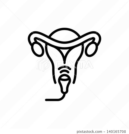 Gynecology ultrasound. Medical examination, obstetrics. Uterus and ovaries. Thin line icon. Vector illustration. Gynecology ultrasound. Medical examination, obstetrics. Uterus and ovaries. Thin line icon. Vector illustration. 140165708