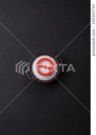 The salt ban sign as a concept to stop the problem of heart attack and pressure. The salt ban sign The salt ban sign as a concept to stop the problem of heart attack and pressure. The salt ban sign 140165734