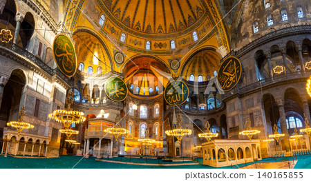 Interior panorama of Hagia Sophia in Istanbul, no people Interior panorama of Hagia Sophia in Istanbul, no people 140165855