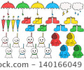 A set of hand-drawn style illustrations for rainy days 140166049