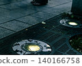 Streetlights embedded in the sidewalk 140166758