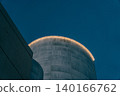 A circular commercial building floating in the blue sky 140166762