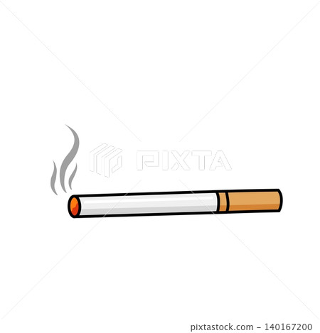 burning cigarette with smoke isolated on white background 140167200
